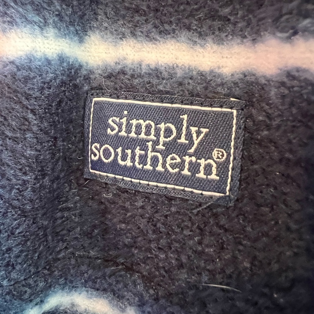 Simply Southern youth large fleece pullover, pink and blue, preppy, button down - Picture 4 of 6